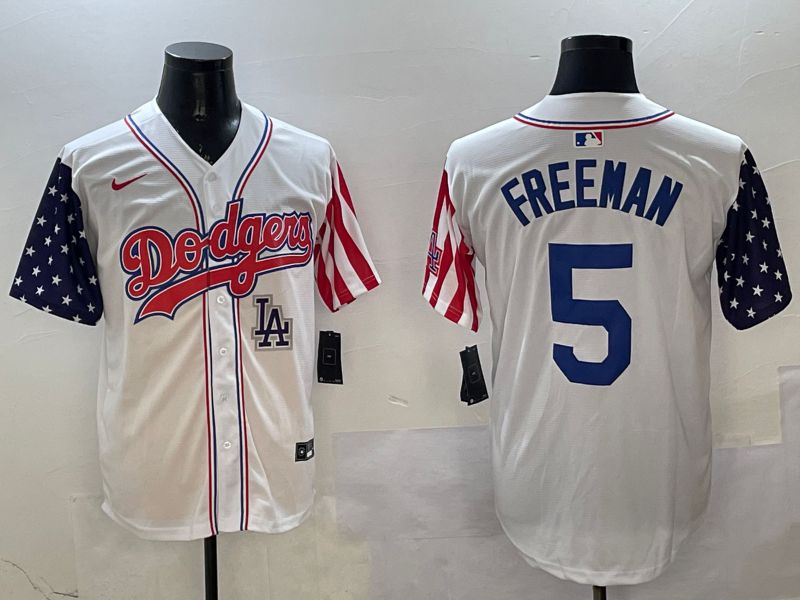 Men Los Angeles Dodgers #5 Freeman White a generation of national flags Joint name 2025 Nike MLB Jersey style 11